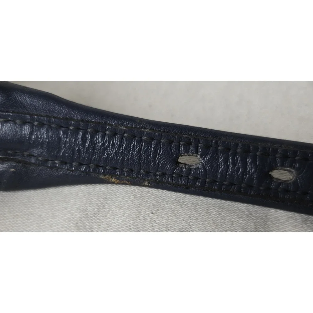 Dun Dee Vintage Belt‎ Strap Full Grain Cowhide Size 28 Blue with Silver Edge